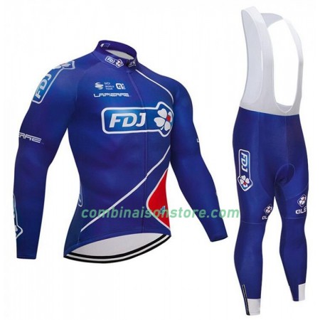 Combinaison Cycliste M/L + Collant à Bretelles 2018 FDJ N002